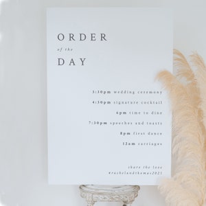 Order of the day board - wedding order of events board - order of events wedding