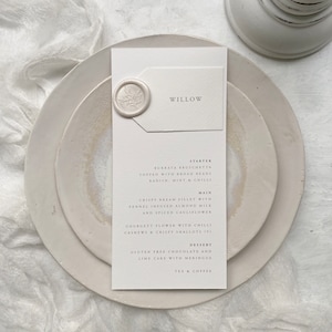Personalisierte Menükarten für Hochzeitsempfangsmenüs für Gäste