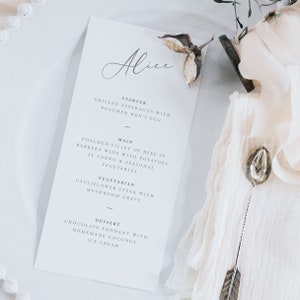 menu weselne z imionami gości, spersonalizowane karty menu weselnego
