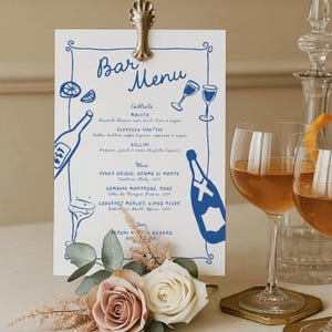 Menu de bar de mariage imprimé fantaisiste | Enseigne Bar | Carte des boissons de mariage | Signalétique du bar | Enseigne pour boisson signature | Papeterie