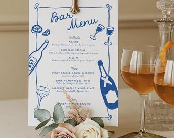Whimsical Printed Wedding Bar Menu | Bar Sign | Wedding Drinks Menu | Bar Signage | Signature Drink Sign | Stationery