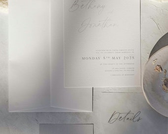 Simple modern wedding invitations with luxury card and vellum