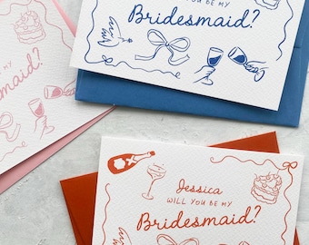 Will You Be My Bridesmaid Card | Be My Maid of Honour Proposal | Flower Girl Proposal | Whimsical Bridesmaid Cards