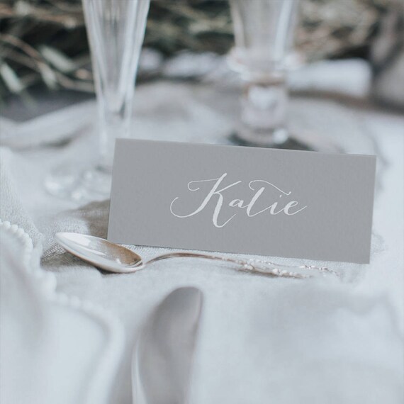 Grey And White Place Cards Wedding Escort Cards Wedding Etsy