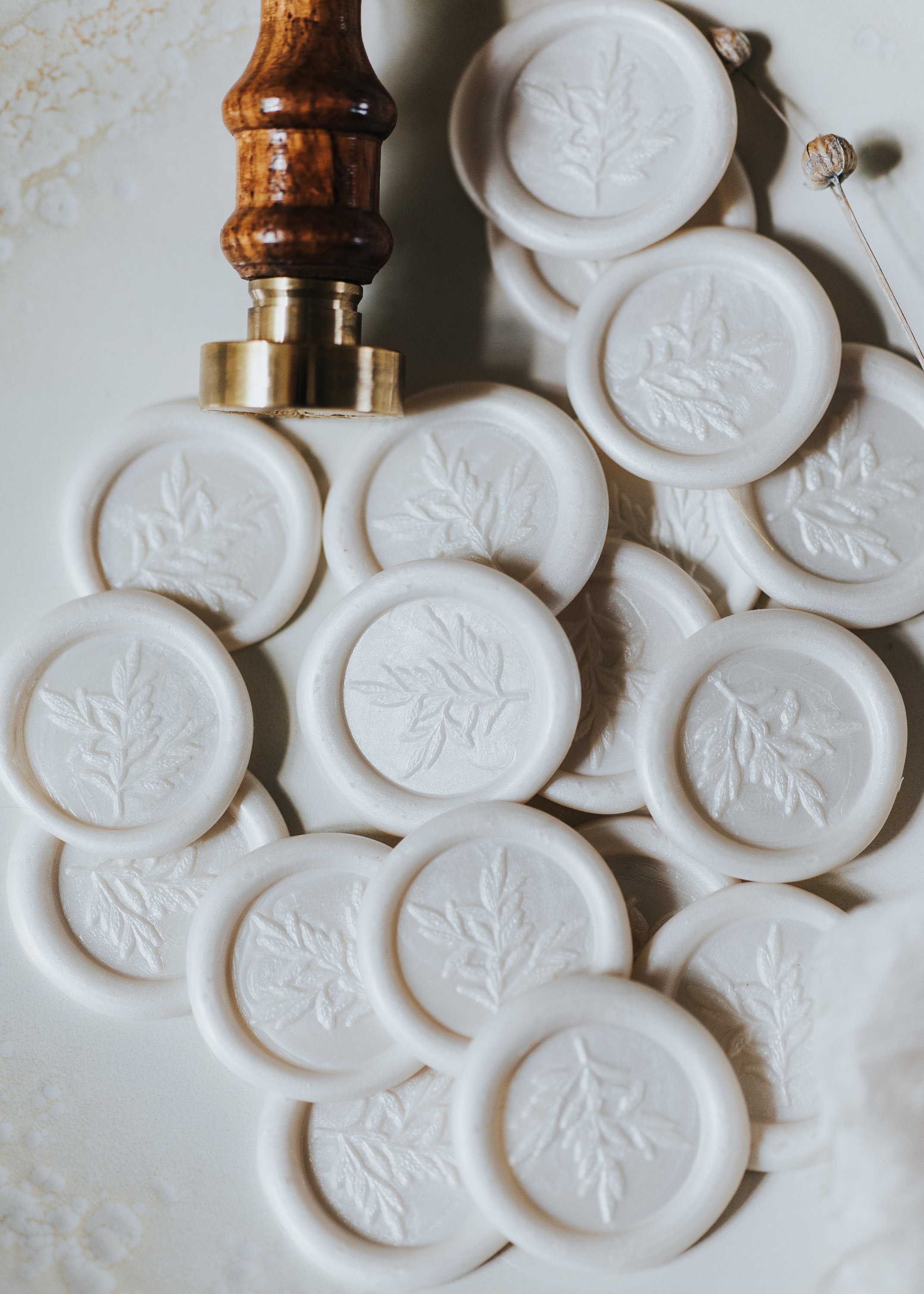 Pearl White Wax Seal - Flower Wax Seal Design Sticker