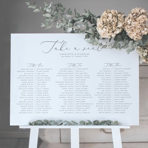 Seating Plan with Romantic Calligraphy Style font - Table Plan - Seating Chart - Printed - Personalised - Wedding Seating Plan