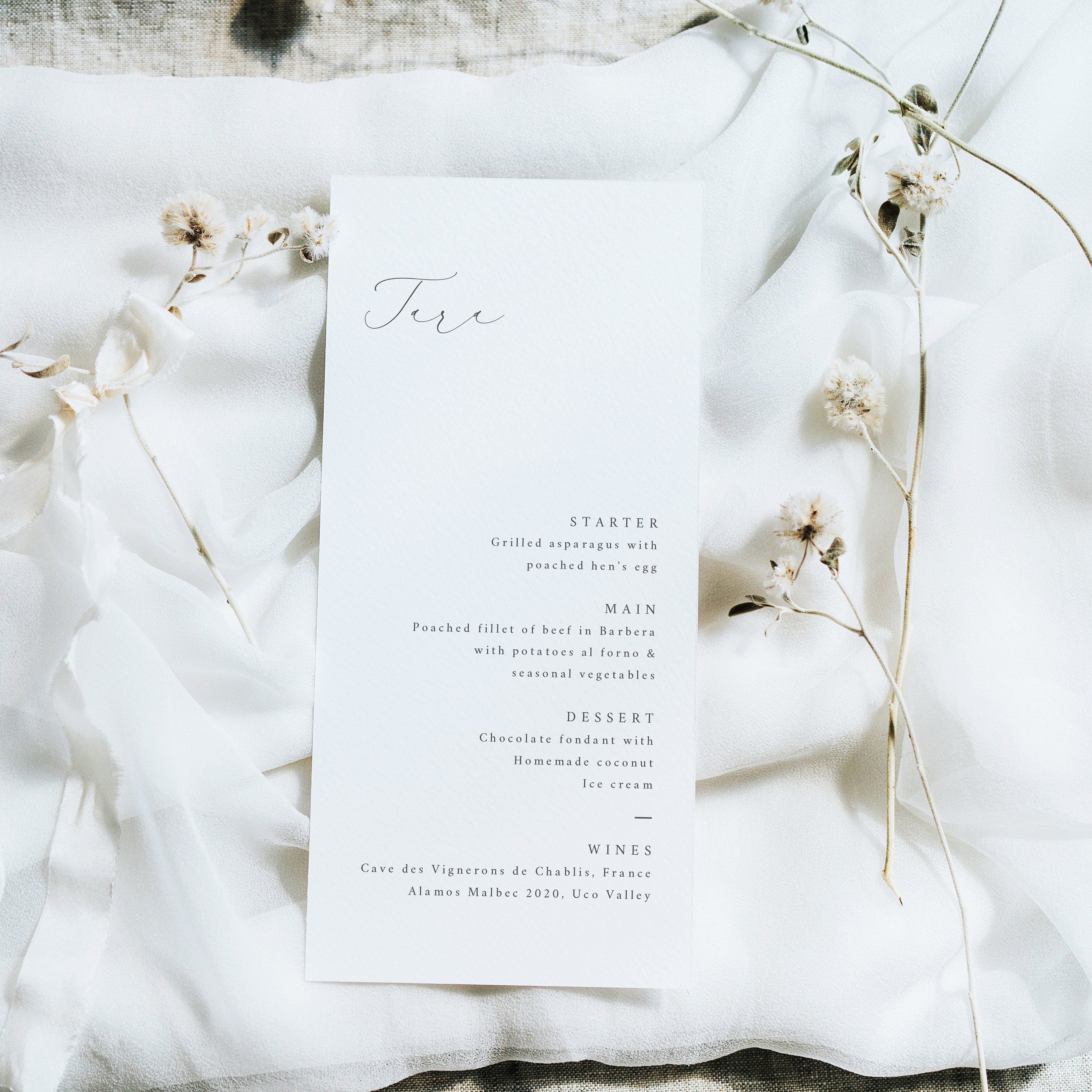 Personalised Wedding Menu With Guest Name - Modern Cards Place Minimalist