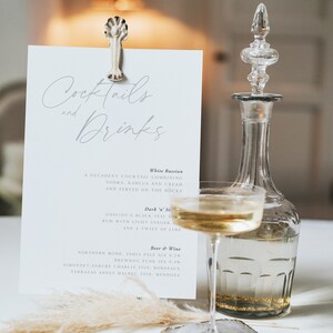 Wedding Bar Menu - Cocktail Drinks Sign