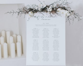 Beautifully Elegant Table Plan Seating Chart featuring Script and Classic Style Fonts - Wedding Table Plan