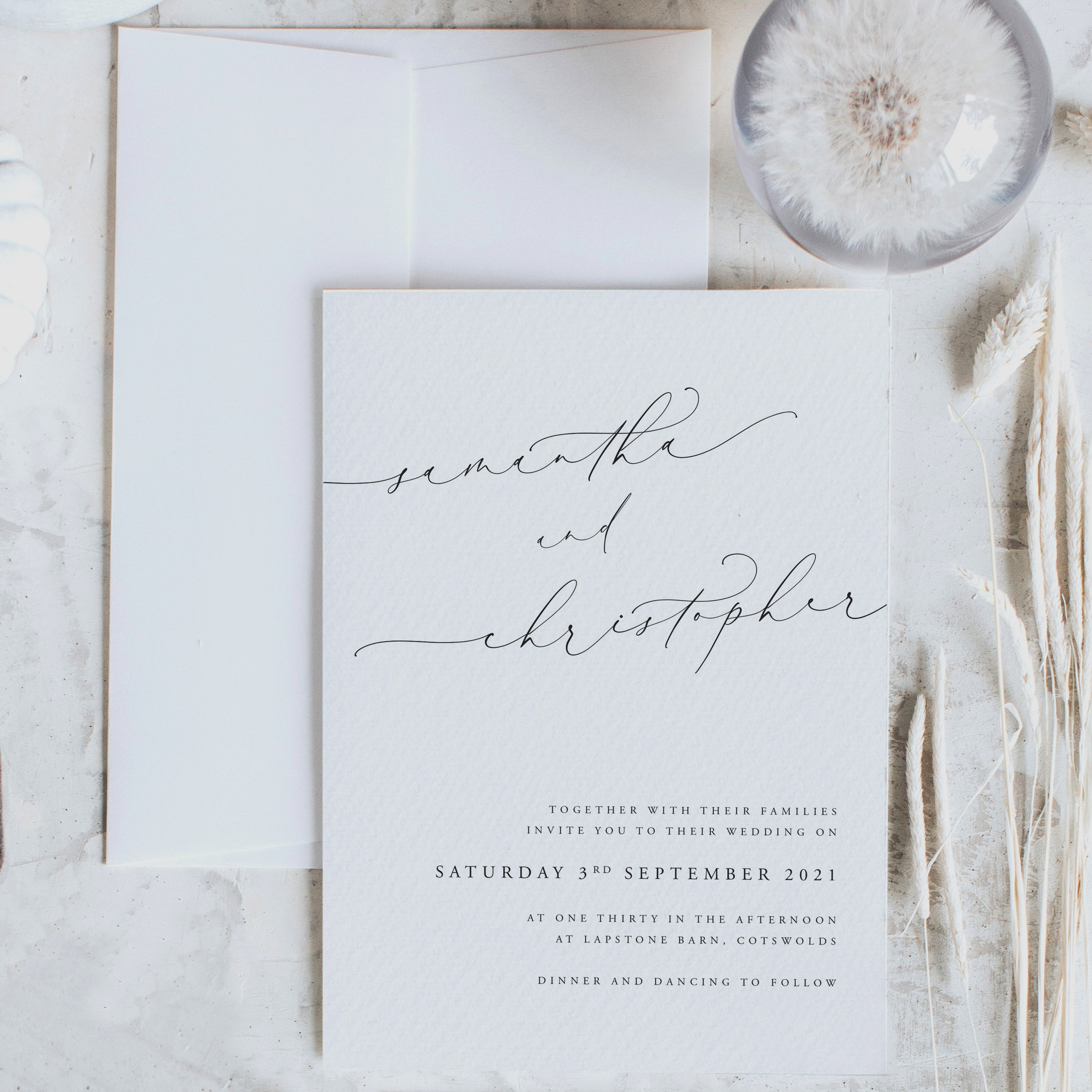 Unique Wedding Invitations. Elegant Simple White & Black Invites