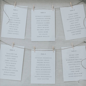 Table plan cards for wedding
