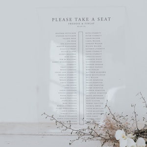 Elegantly Simple Table Plan Seating Chart featuring Calligraphy Style Fonts Wedding Seating Plan image 3