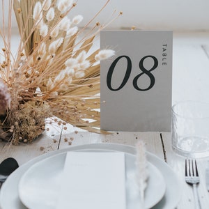 Grey Table Numbers Cards for Wedding Reception Ideas
