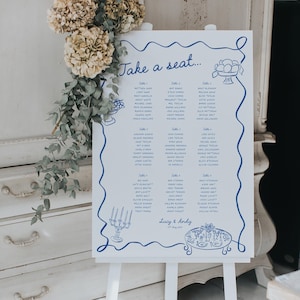 Printed Whimsical Wedding Seating Plan Portrait | Wedding Table Plan Board | Seating Chart | Table Seating Plan | Foam Board Sign