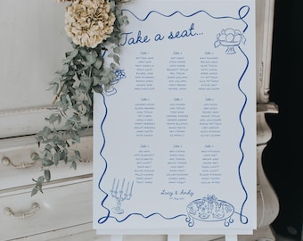 Plano de asientos de boda caprichoso impreso, retrato / tablero de plano de mesa de boda / diagrama de asientos / plano de asientos de mesa / letrero de tablero de espuma