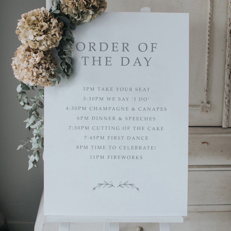 Order of the Day Sign is the Perfect Board to Welcome Your Guests ...