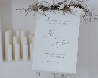 Welcome Sign with Free Flowing Font- Wedding Sign - Welcome Sign - Personalised Welcome to our Wedding Sign