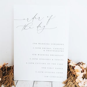 wedding order of events board - wedding order of the day sign - order of events wedding