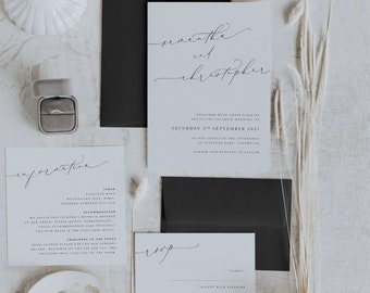 Simple Wedding Invitation Set. Classic and simple wedding invites.