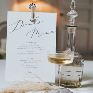 Wedding Bar Menu - Cocktail Drinks Menu