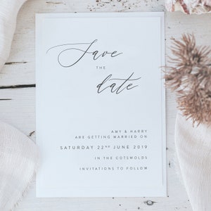 Elegante tarjeta Guardar la fecha - Incluye sobres - Tarjeta personalizada Guardar el día - Invitación de boda - Impreso