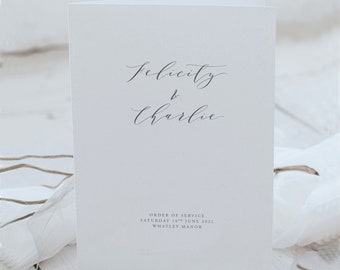 Printed Order of Service with Beautiful calligraphy script and classic fonts - Wedding booklet - Ceremony programme