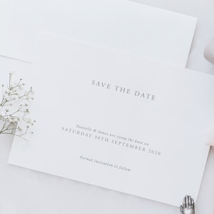 Classic and Elegant Save the Date Cards. Simplistic Save the Date Cards. Printed Save the Date Cards. image 1