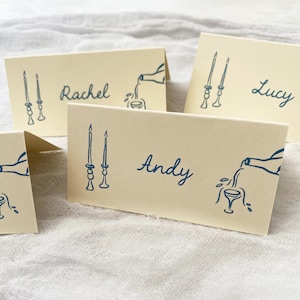 Tarjetas de lugar dibujadas a mano caprichosas / Tarjetas de lugar para bodas / Tarjetas de nombre para bodas / Papelería / Nombres de lugares / Detalles de recepción