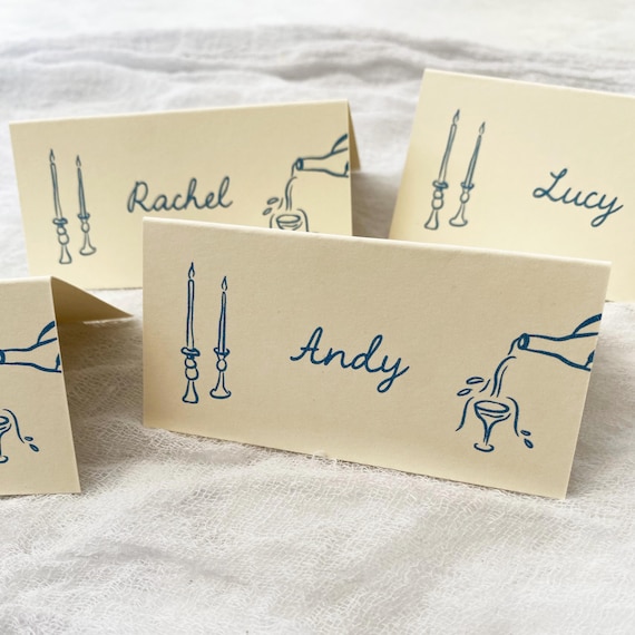 Whimsical Hand Drawn Place cards | Wedding Place Cards | Wedding Name Cards | Stationery | Place Names | Reception Details