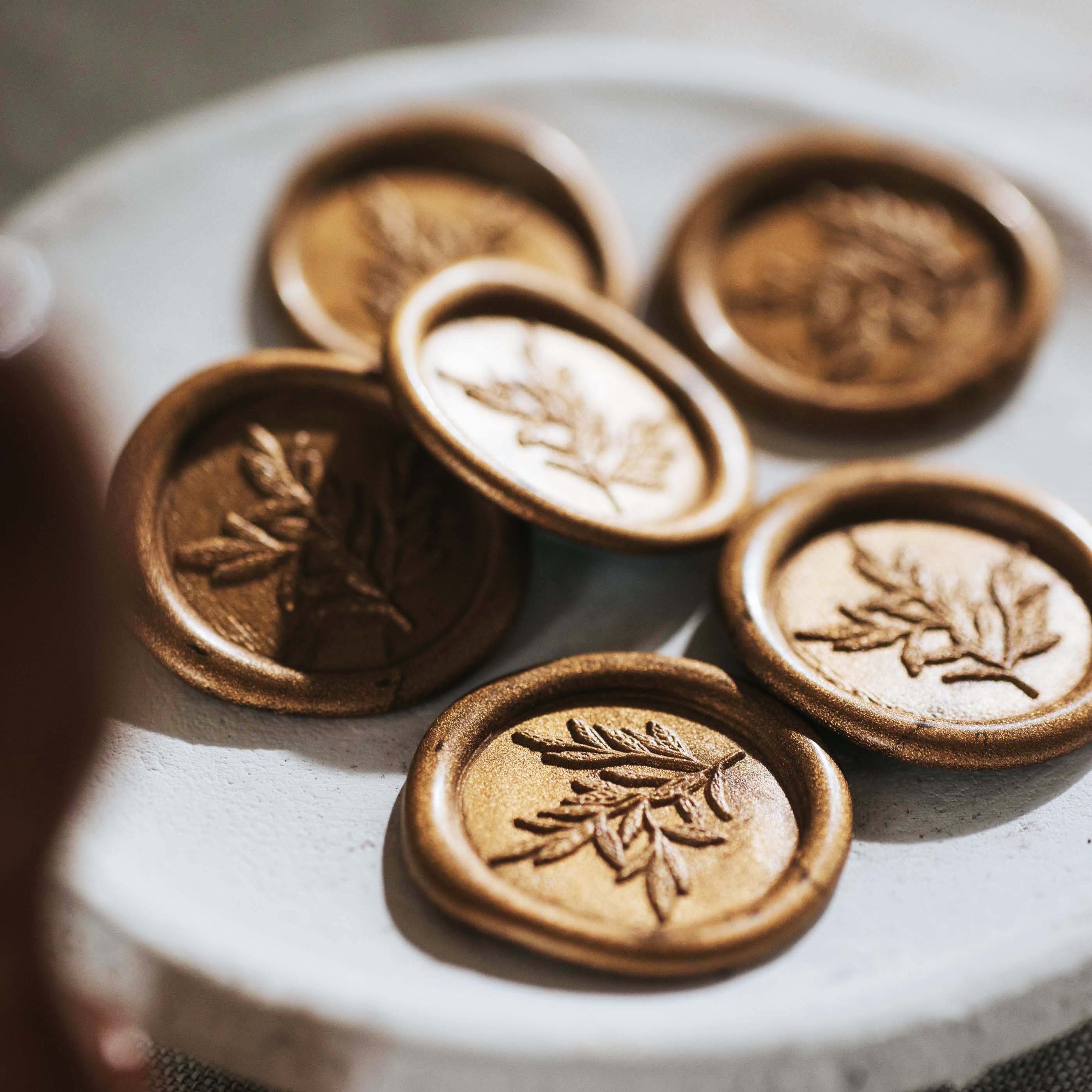 Gold Wax Seal - Flower Wax Seal Design Sticker