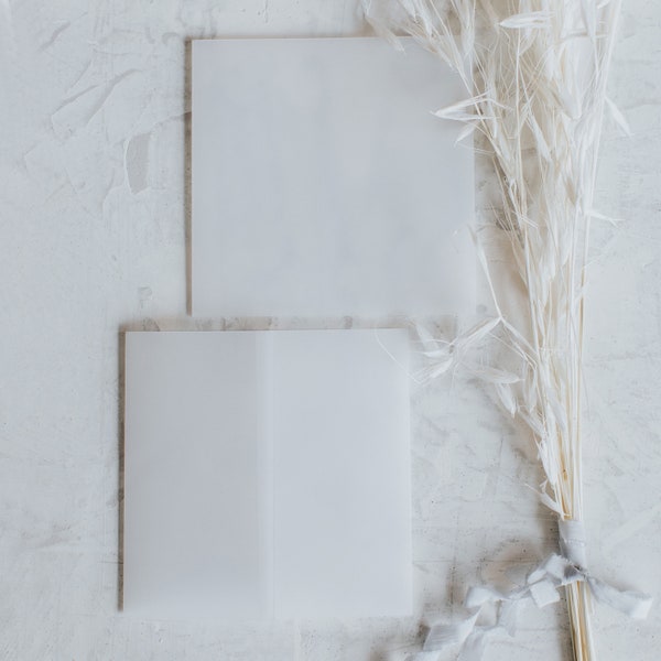 Vellum Jackets for Square wedding invitations - Transparent Wrap for Invites - Clear Wedding Invitations - Translucent Sleeve - Vellum Wrap