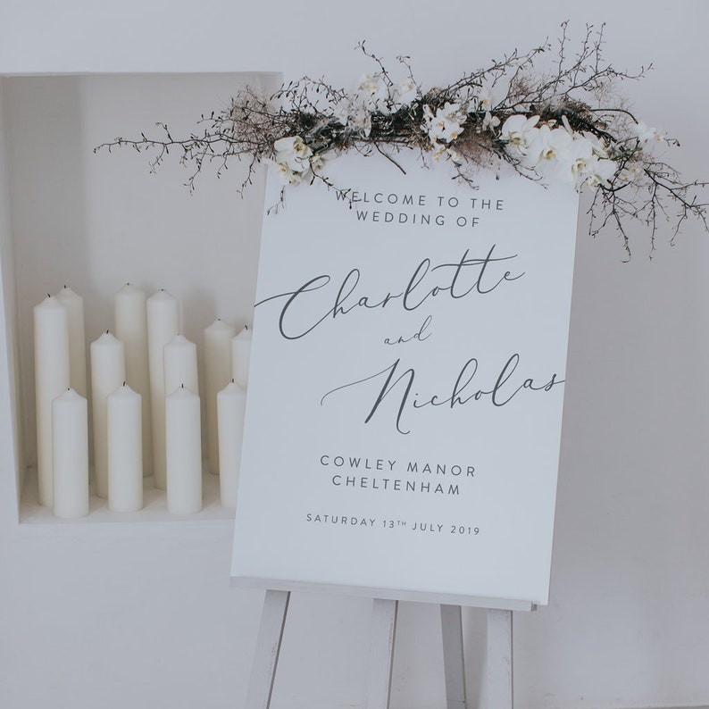 Romantic Wedding Welcome Sign Wedding Sign Welcome Sign Personalised Welcome to our Wedding Sign Acrylic Sign Foam Board Printed image 2