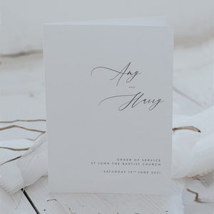 Slim Order Of Service Booklet With Navy Ribbon | I Do Designs