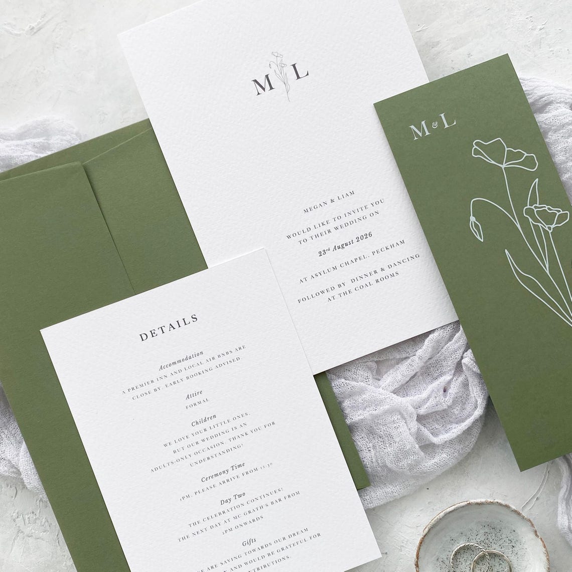 Sage Green Wedding Invites | QR Code Invite Set | Minimal Wedding ...