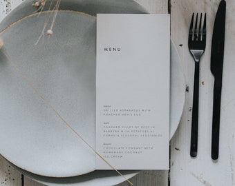 Wedding menu cards - menu card template - grey wedding menu - menu cards