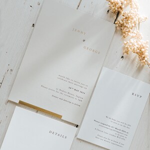 Gold wedding invitation, modern wedding invitation set
