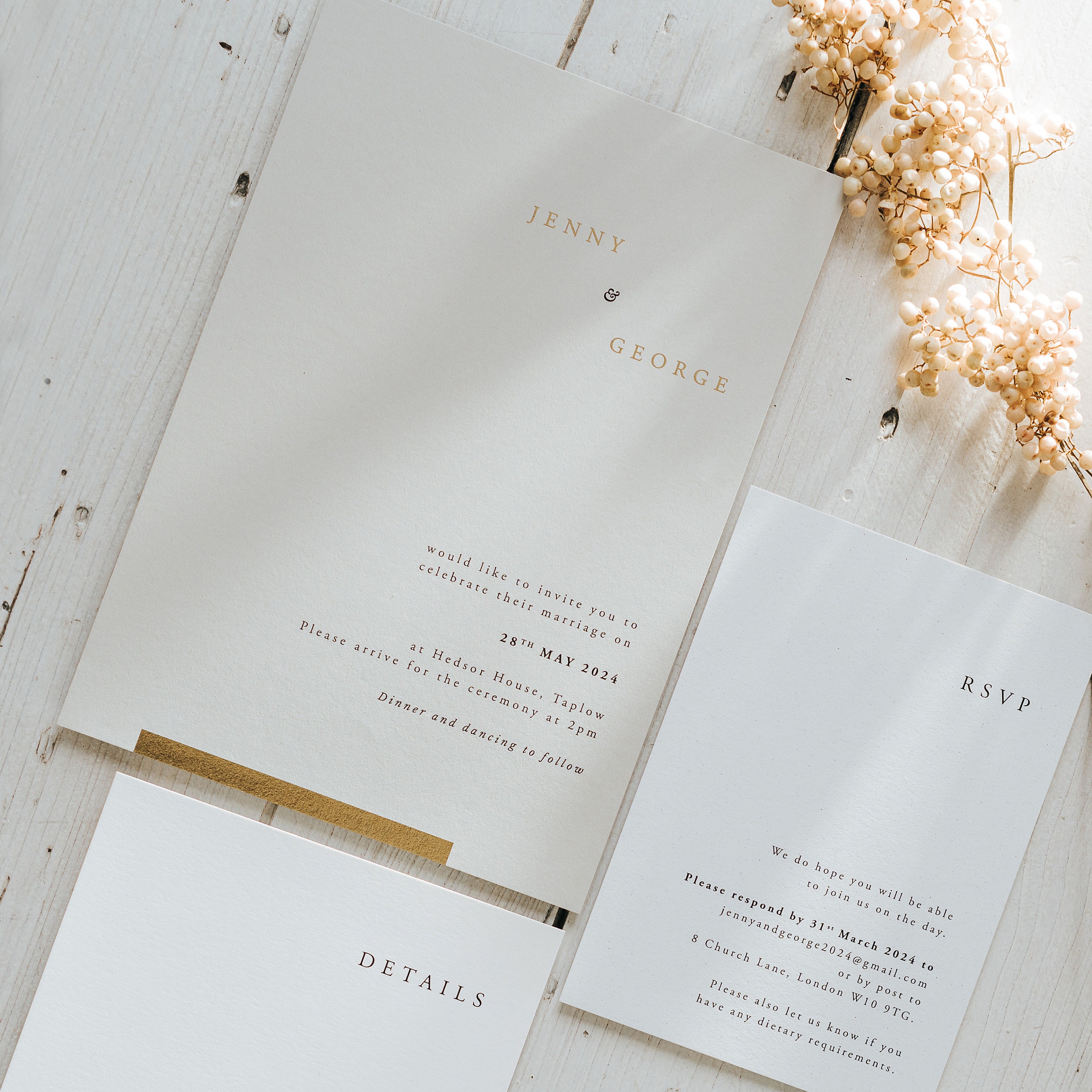 Gold Wedding Invitation, Modern Invitation Set