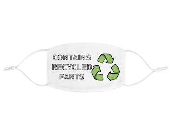 Contains Recycled Parts Fabric Face Mask | Recycle Symbol, Organ Transplant