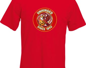 Unhinged Liver Bird T-Shirt England Fussball Fans Unterstützer Unisex Baumwolltop