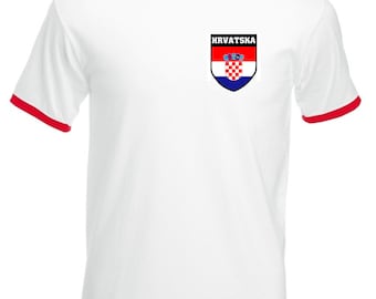 Weiß Kroatisch Kroatisch Hrvatska Fußball Fußball Wappen T-Shirt Jersey - Alle Größen