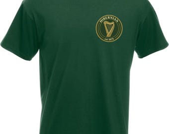 Hibernian T-Shirt Football Fan Est 1875 Harp Breast Logo Unisex Adult Cotton Top
