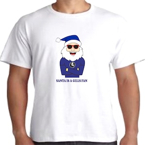 Gillingham FC Santa Is A Gills Fan Christmas Xmas Unisex Adult White Cotton T-Shirt
