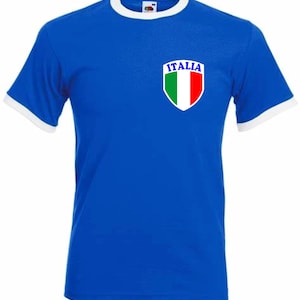 Italy Italian Italia Retro Style Blue National Football Team T-shirt Jersey Unisex Adult Cotton