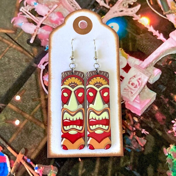 Acrylic Tiki Totem Earrings