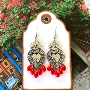 Bleeding Sacred Milagro style Heart Earrings