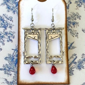 Dripping Guillotine Earrings - Antique Silver