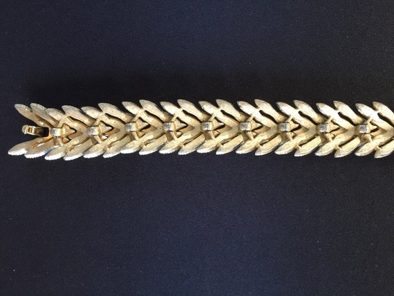 Vintage signed Trifari brushed gold bracelet - image 2