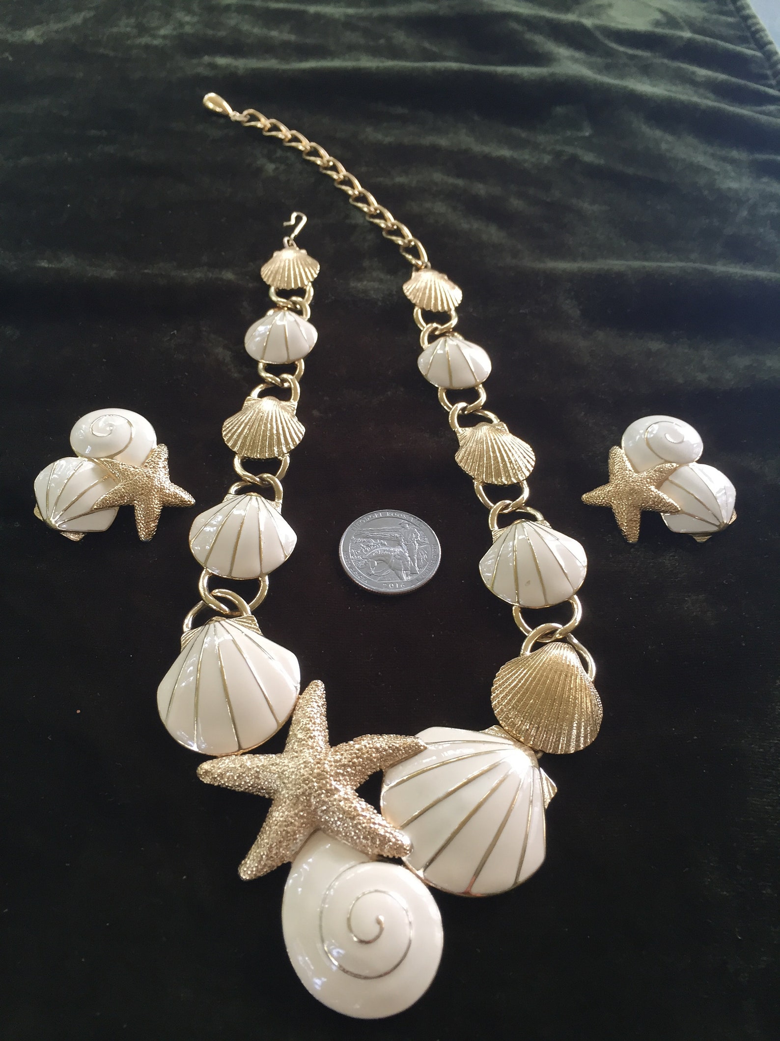 Charming Trifari Starfish and Seashell Enamel Necklace and - Etsy