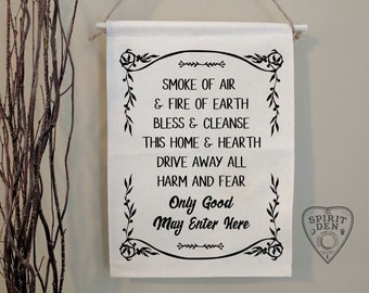 Home Blessing Only Good May Enter Here Canvas Wall Hanging Spiritual Sacred Space Smudging Witch Wiccan Witchcraft Gift Housewarming Gift