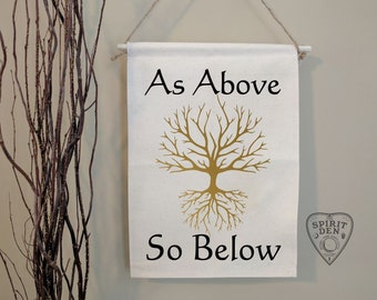 As Above So Below Tree of Life Wall Hanging Spiritual Banner Yoga Banner Spiritual New Age Wall Decor Metaphysical Gift Witch Decor Witchy